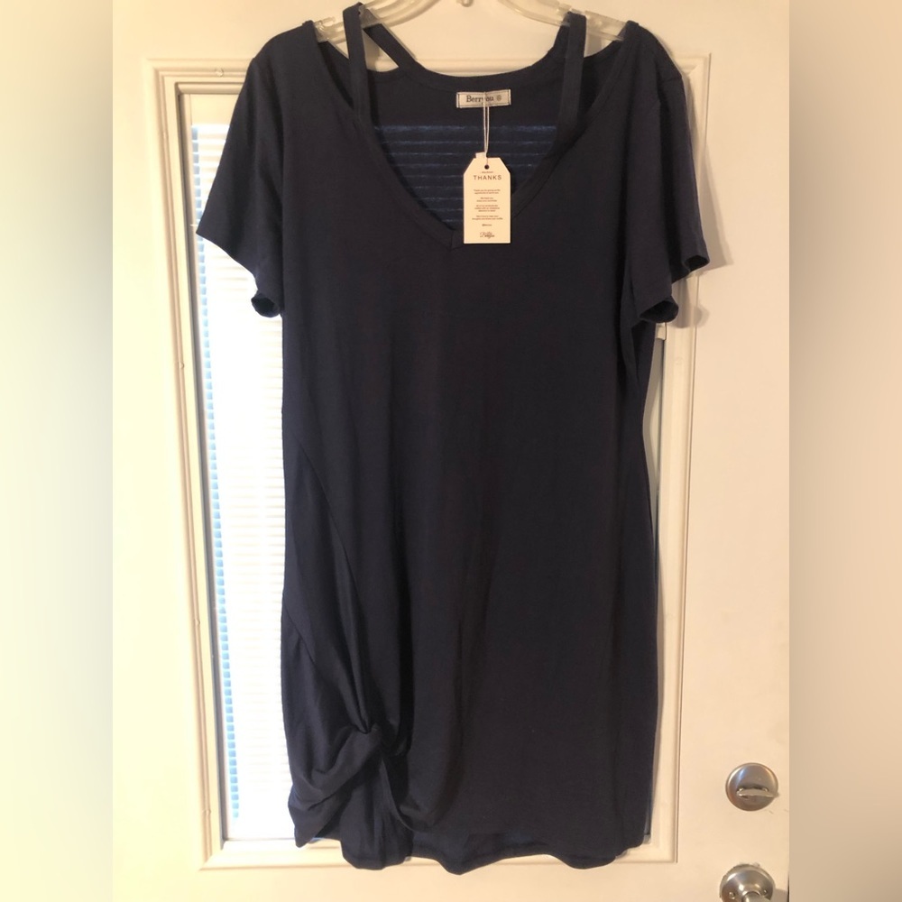 Breezy Chic Navy Knot-Front Women's Dress